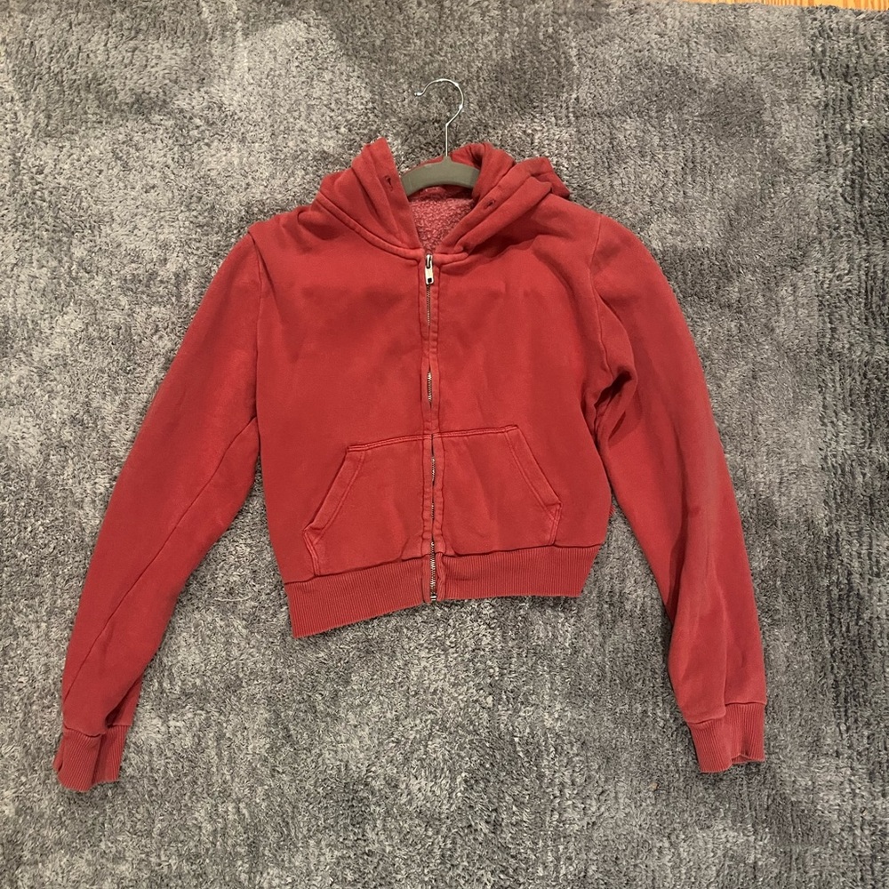 Brandy Meville red cropped zip-up